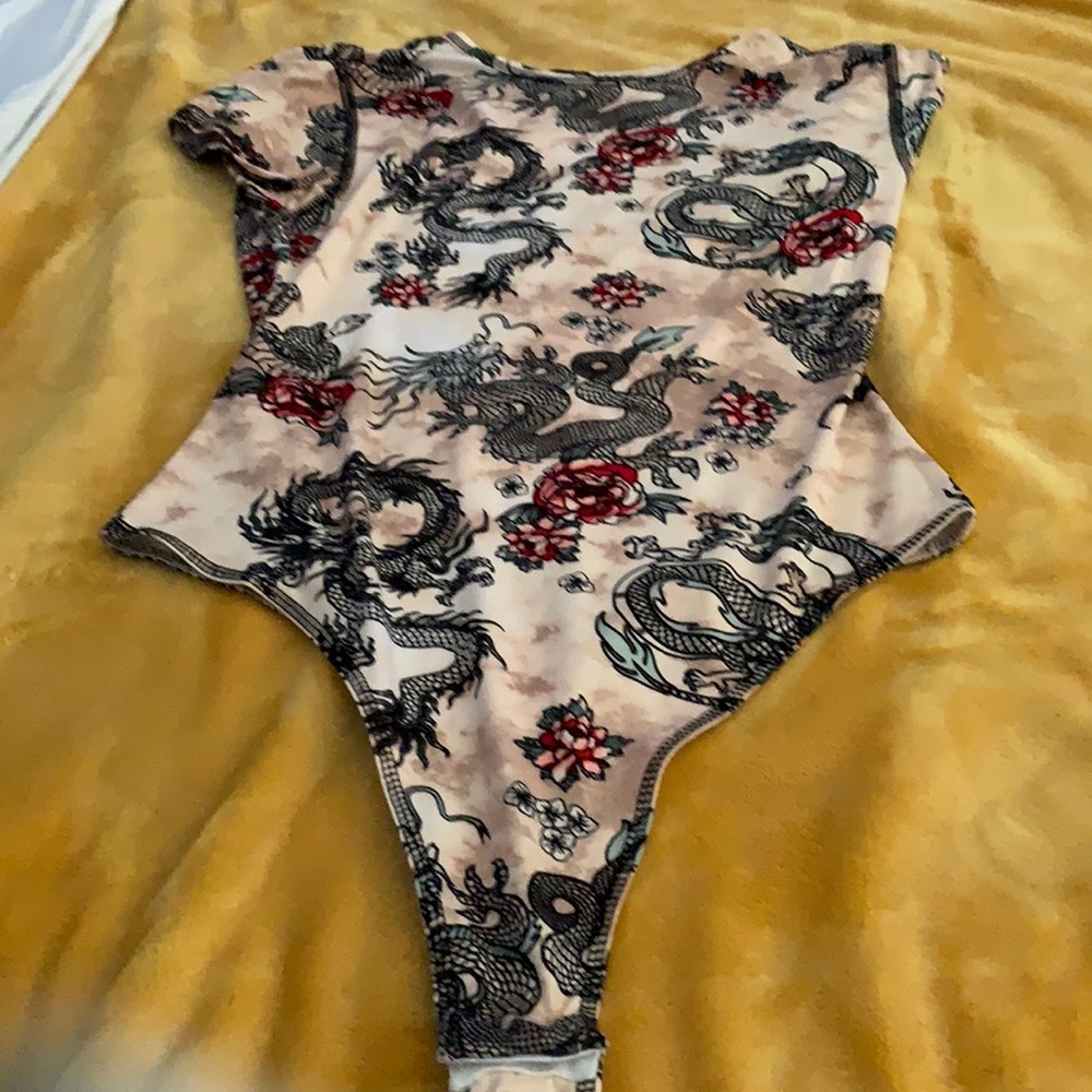 Floral dragon body suit